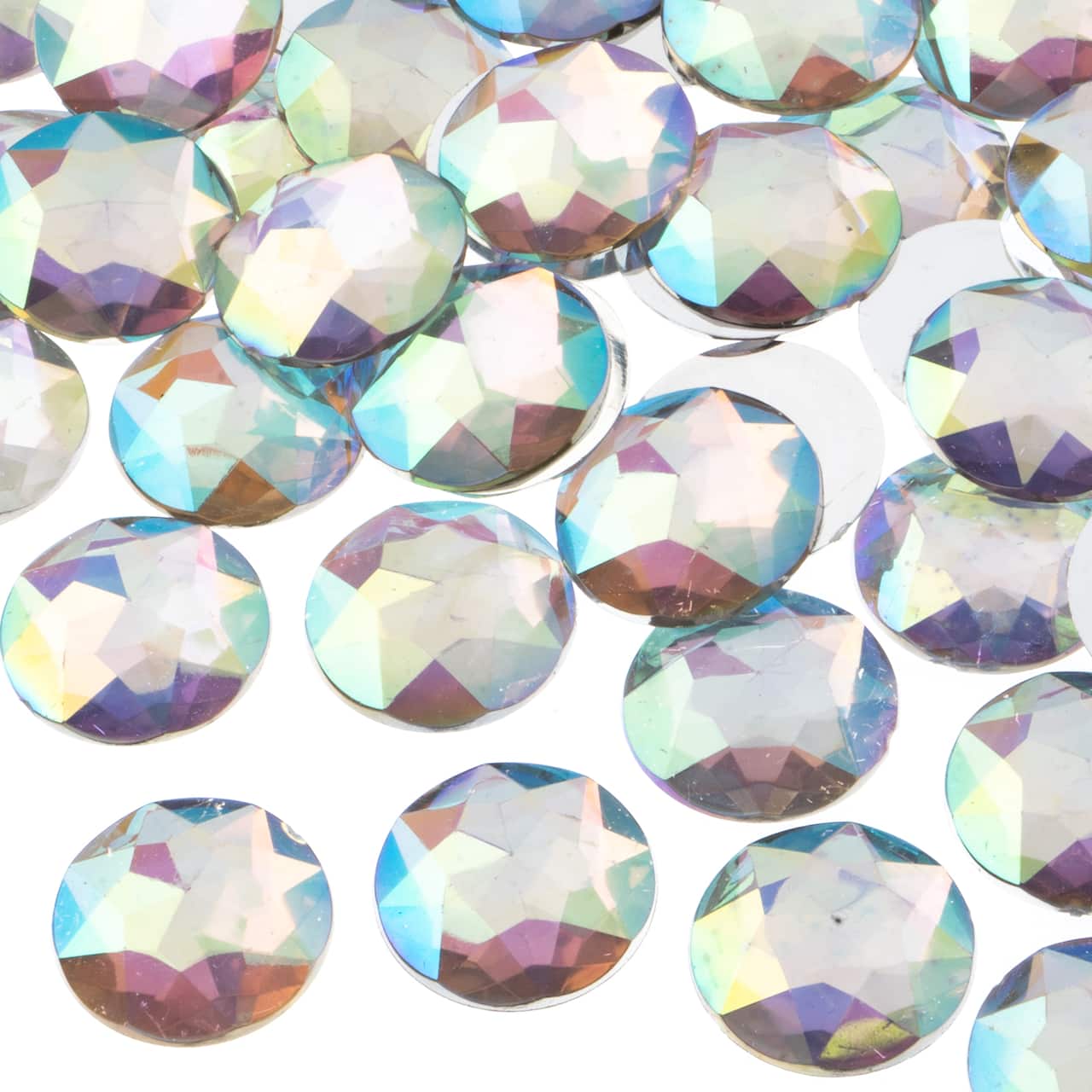 John Bead 20mm AB Acrylic Round Flat Back Rhinestones, 200ct.